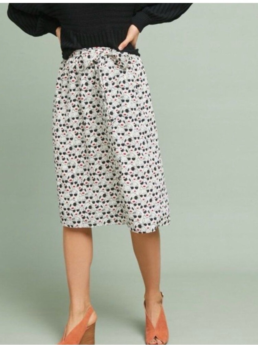 Anthropologie Porridge Getaway Printed Face Skirt